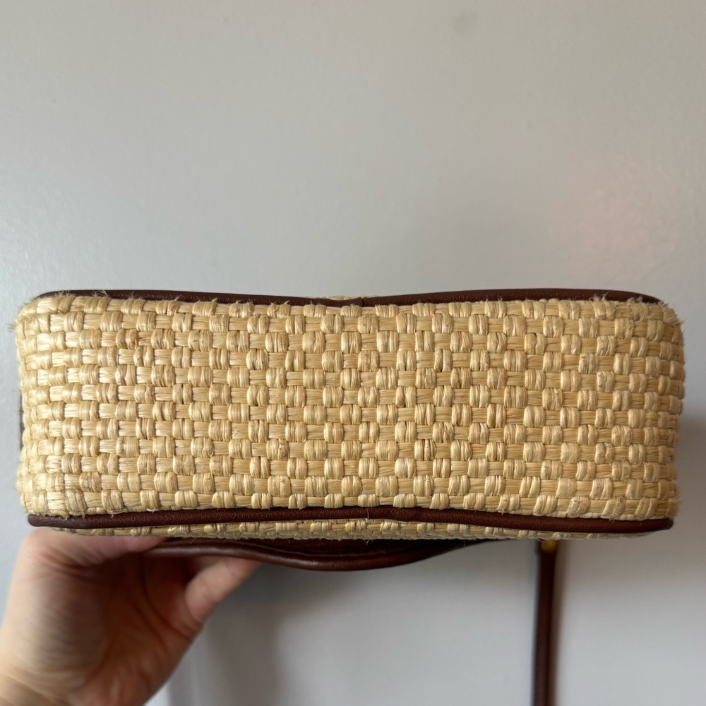 Etienne Aigner Beige and Brown Woven Crossbody Bag - Picture 11 of 13